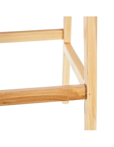 TABURETE BEIGE MADERA TECA-PIEL 45 X 57 X 95 CM