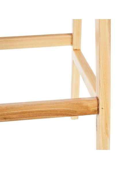 TABURETE BEIGE MADERA TECA-PIEL 45 X 57 X 95 CM