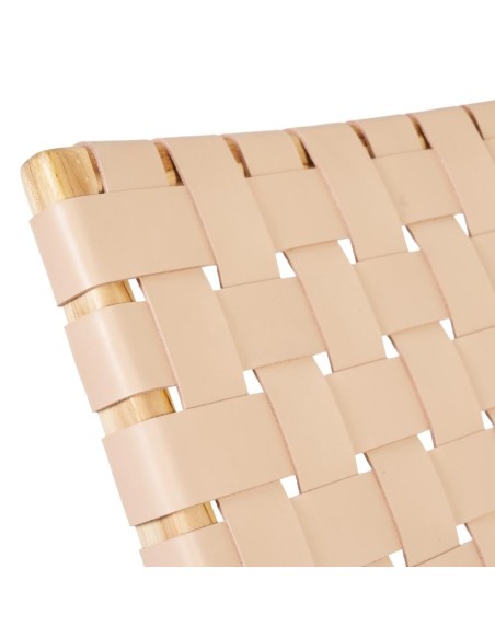 BUTACA BEIGE MADERA TECA-PIEL 74 X 78 X 75 CM