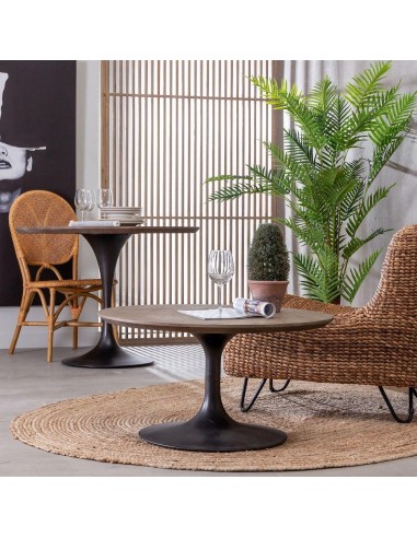 MESA CENTRO NEGRO MADERA-HIERRO SALÓN 80 X 80 X...