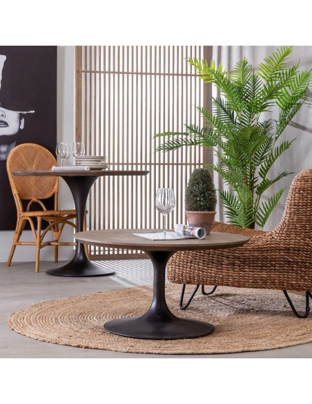 MESA CENTRO NEGRO MADERA-HIERRO SALÓN 80 X 80 X 43,50 CM