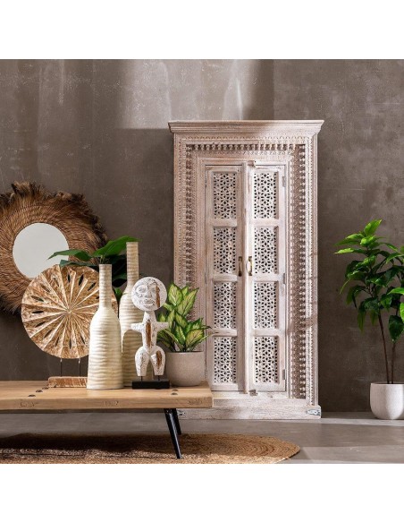 ARMARIO BLANCO ROZADO MADERA DE MANGO 100 X 40 X 180 CM