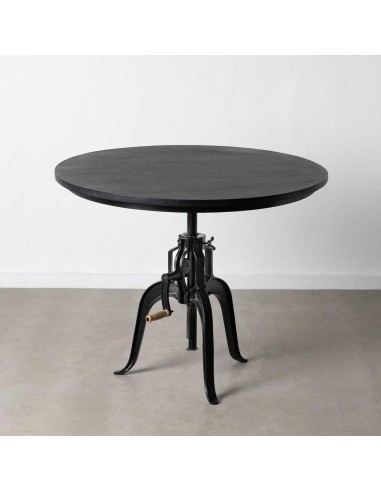 MESA COMEDOR NEGRO MADERA-HIERRO SALÓN 110 X 110 X 78 CM