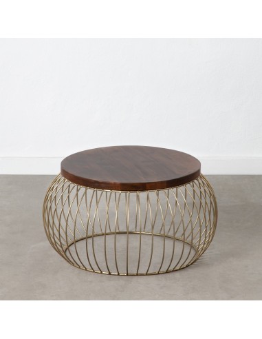 MESA AUXILIAR NATURAL-ORO MADERA-HIERRO 61 X 61 X 33 CM