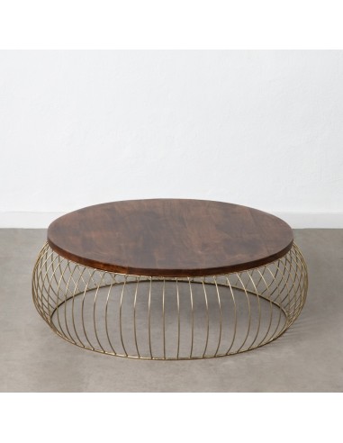 MESA CENTRO NATURAL-ORO MADERA-HIERRO 103 X 103 X 33 CM