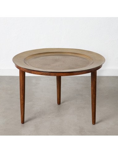 MESA CENTRO NATURAL-ORO MADERA-HIERRO 80 X 80 X 53 CM