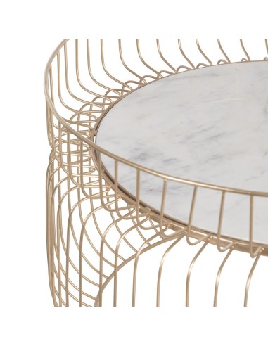 MESA CENTRO ORO-BLANCO HIERRO / MÁRMOL 72 X 72...