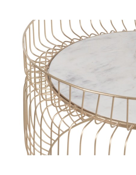 MESA CENTRO ORO-BLANCO HIERRO / MÁRMOL 72 X 72 X 40 CM