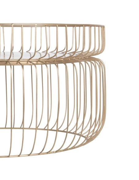 MESA CENTRO ORO-BLANCO HIERRO / MÁRMOL 72 X 72 X 40 CM