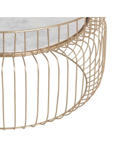 MESA CENTRO ORO-BLANCO HIERRO / MÁRMOL 72 X 72...