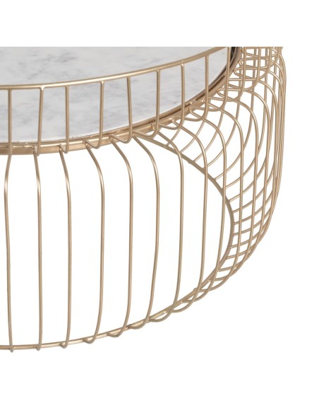 MESA CENTRO ORO-BLANCO HIERRO / MÁRMOL 72 X 72 X 40 CM
