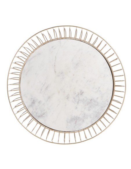 MESA CENTRO ORO-BLANCO HIERRO / MÁRMOL 72 X 72 X 40 CM