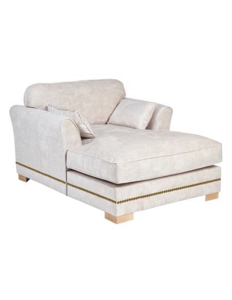 SOFÁ CHAISE LONGUE BEIGE TEJIDO SALÓN 114 X 155 X 92 CM
