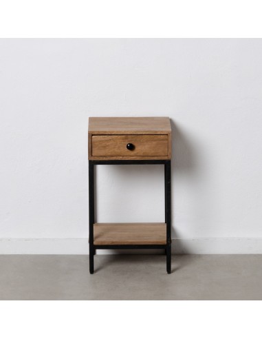 MESITA NATURAL-NEGRO MADERA DE MANGO 35,50 X 35,50 X 61 CM
