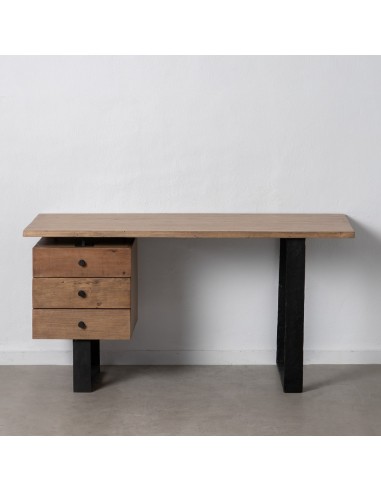 ESCRITORIO NATURAL-NEGRO MADERA-HIERRO 150 X 65 X 75 CM