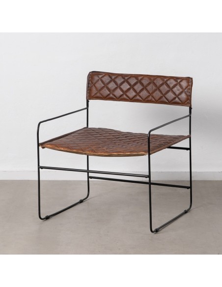 SILLA MARRÓN METAL / PIEL SALÓN 76 X 75 X 89 CM