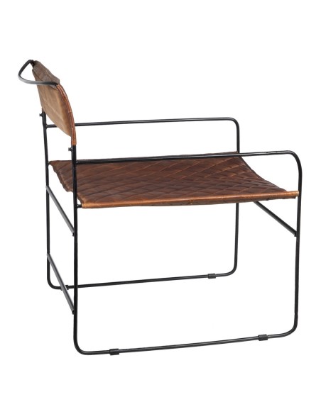 SILLA MARRÓN METAL / PIEL SALÓN 76 X 75 X 89 CM