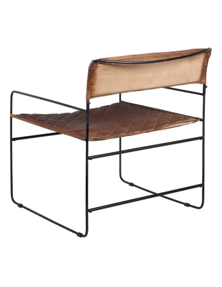 SILLA MARRÓN METAL / PIEL SALÓN 76 X 75 X 89 CM