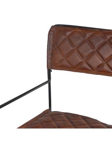 SILLA MARRÓN METAL / PIEL SALÓN 76 X 75 X 89 CM