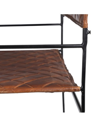SILLA MARRÓN METAL / PIEL SALÓN 76 X 75 X 89 CM
