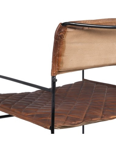 SILLA MARRÓN METAL / PIEL SALÓN 76 X 75 X 89 CM