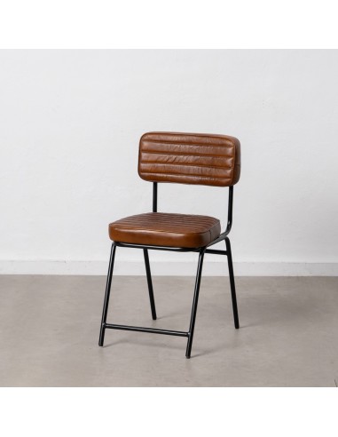 SILLA MARRÓN METAL / PIEL SALÓN 44 X 54 X 82 CM