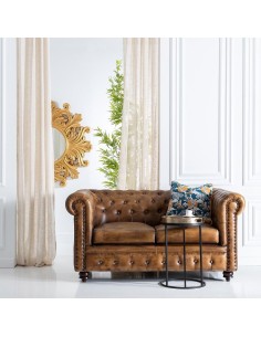 SOFÁ 2 PLAZAS MARRÓN PIEL SALÓN 153 X 83 X 76 CM 2