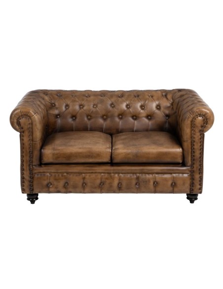 SOFÁ 2 PLAZAS MARRÓN PIEL SALÓN 153 X 83 X 76 CM