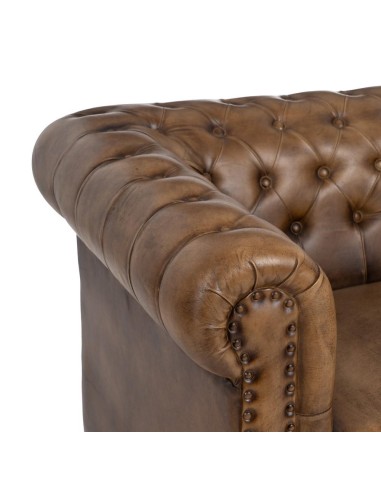 SOFÁ 2 PLAZAS MARRÓN PIEL SALÓN 153 X 83 X 76 CM