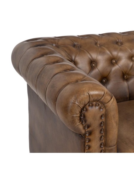 SOFÁ 2 PLAZAS MARRÓN PIEL SALÓN 153 X 83 X 76 CM