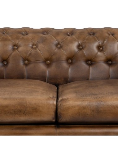 SOFÁ 2 PLAZAS MARRÓN PIEL SALÓN 153 X 83 X 76 CM