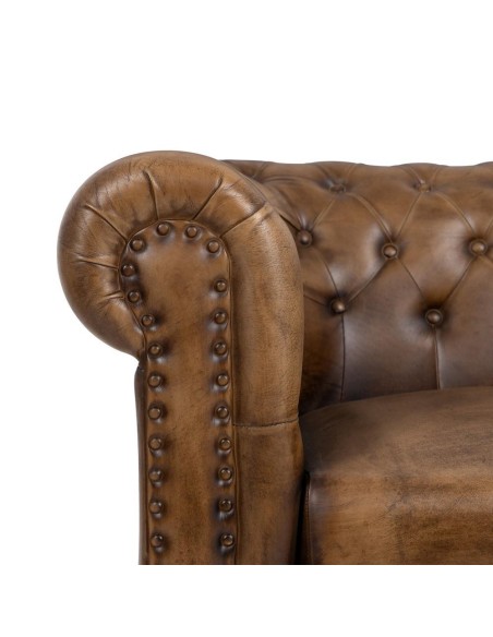 SOFÁ 2 PLAZAS MARRÓN PIEL SALÓN 153 X 83 X 76 CM