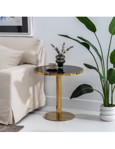 MESA AUXILIAR NEGRO-ORO 60 X 60 X 60 CM