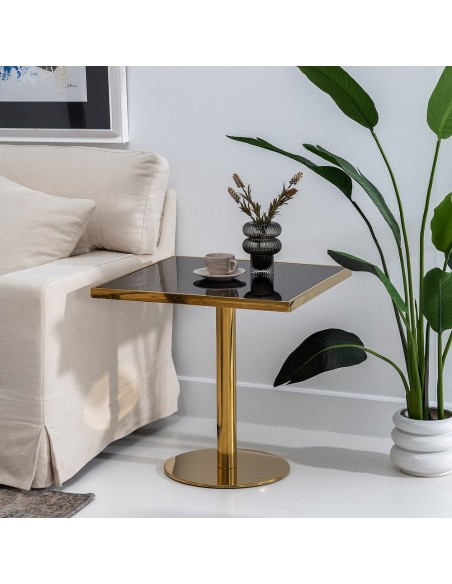 MESA AUXILIAR NEGRO-ORO 60 X 60 X 60 CM