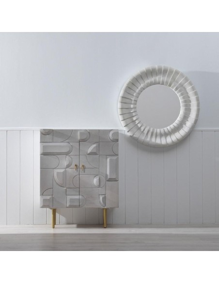 ARMARIO BLANCO-ORO MADERA / METAL SALÓN 92 X 43 X 116 CM