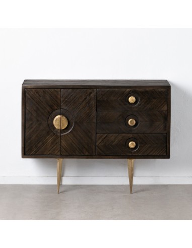 APARADOR MARRÓN-ORO MADERA / METAL SALÓN 122 X 41 X 91 CM