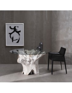MESA COMEDOR BLANCO ROZADO 140 X 140 X 75 CM 2