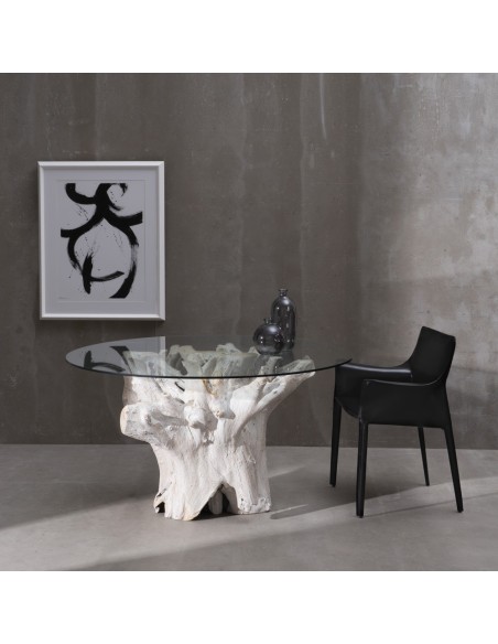 MESA COMEDOR BLANCO ROZADO 140 X 140 X 75 CM