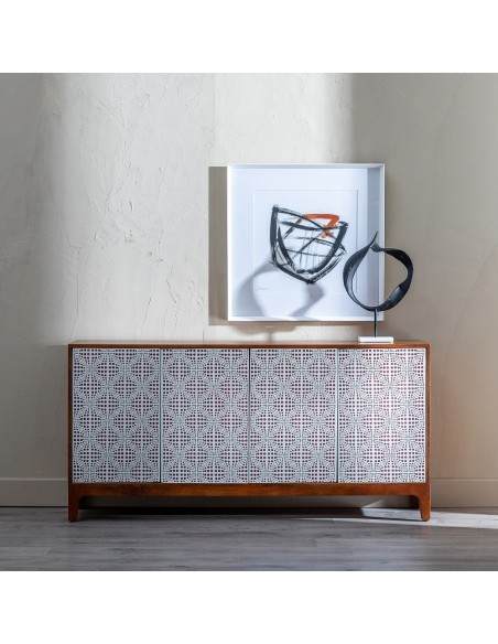 APARADOR NATURAL-BLANCO MADERA DE MANGO 160 X 40 X 80 CM