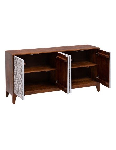 APARADOR NATURAL-BLANCO MADERA DE MANGO 160 X 40 X 80 CM