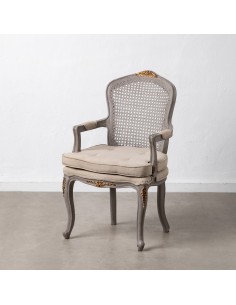 SILLÓN GRIS-BEIGE DM-MADERA SALÓN 58 X 52 X 98,50 CM