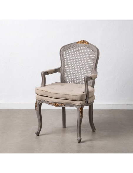 SILLÓN GRIS-BEIGE DM-MADERA SALÓN 58 X 52 X 98,50 CM