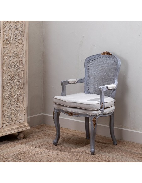 SILLÓN GRIS-BEIGE DM-MADERA SALÓN 58 X 52 X 98,50 CM