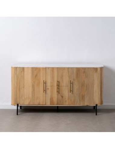 APARADOR NATURAL-BLANCO MÁRMOL/MADERA 150 X 50 X 75 CM