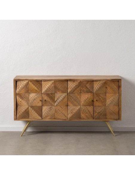 APARADOR NATURAL 155 X 42, MADEIRA MANGA e metal dourado