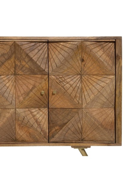 APARADOR NATURAL 155 X 42, MADEIRA MANGA e metal dourado