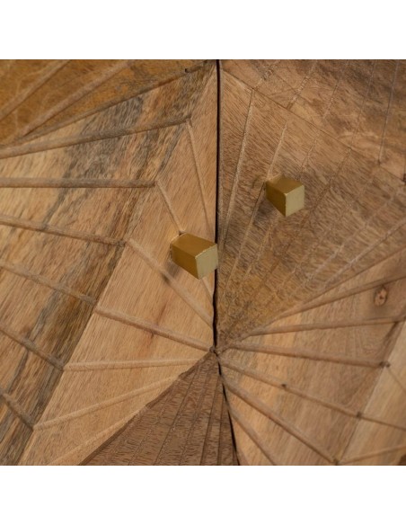 APARADOR NATURAL 155 X 42, MADERA DE MANGO y metal dorado