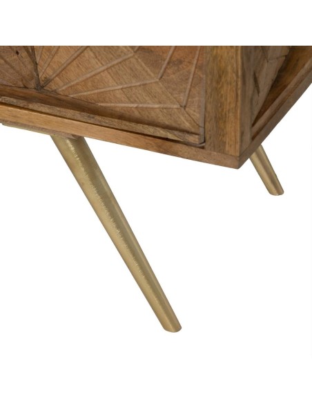 APARADOR NATURAL 155 X 42, MADERA DE MANGO y metal dorado