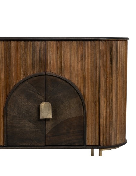 APARADOR NATURAL Kanda 153 X 41, MADEIRA DE MANGA e metal dourado