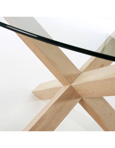 ARENDAL Mesa Ø120 carvalho branqueado, vidro.